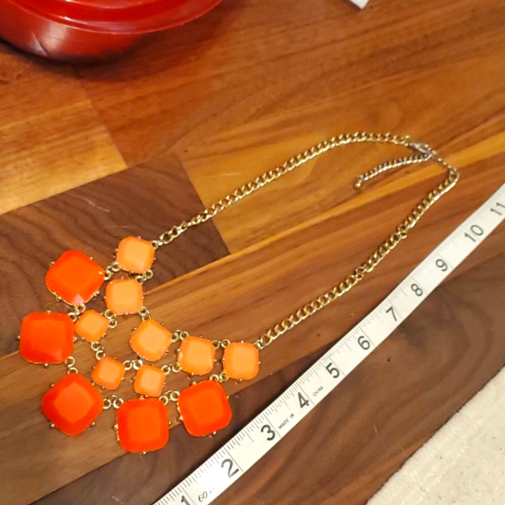 Orange 2 tone statement necklace